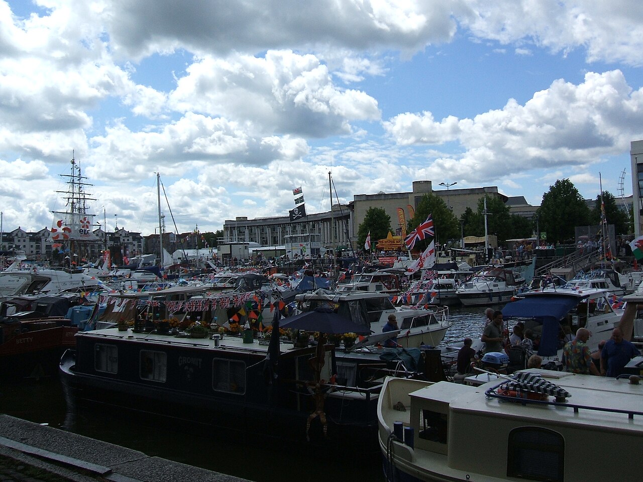 Crowds by the water at a previous Bristol Harbour Festival