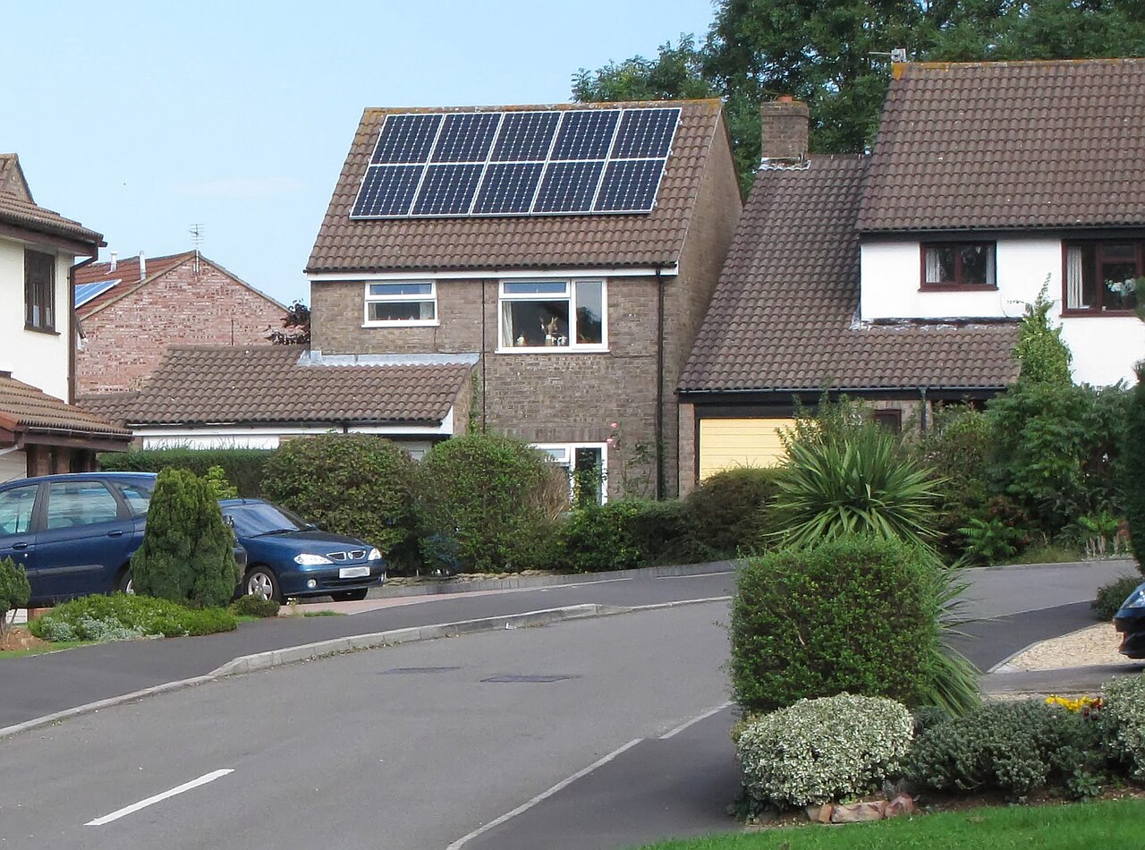 Solar panels on a house roof